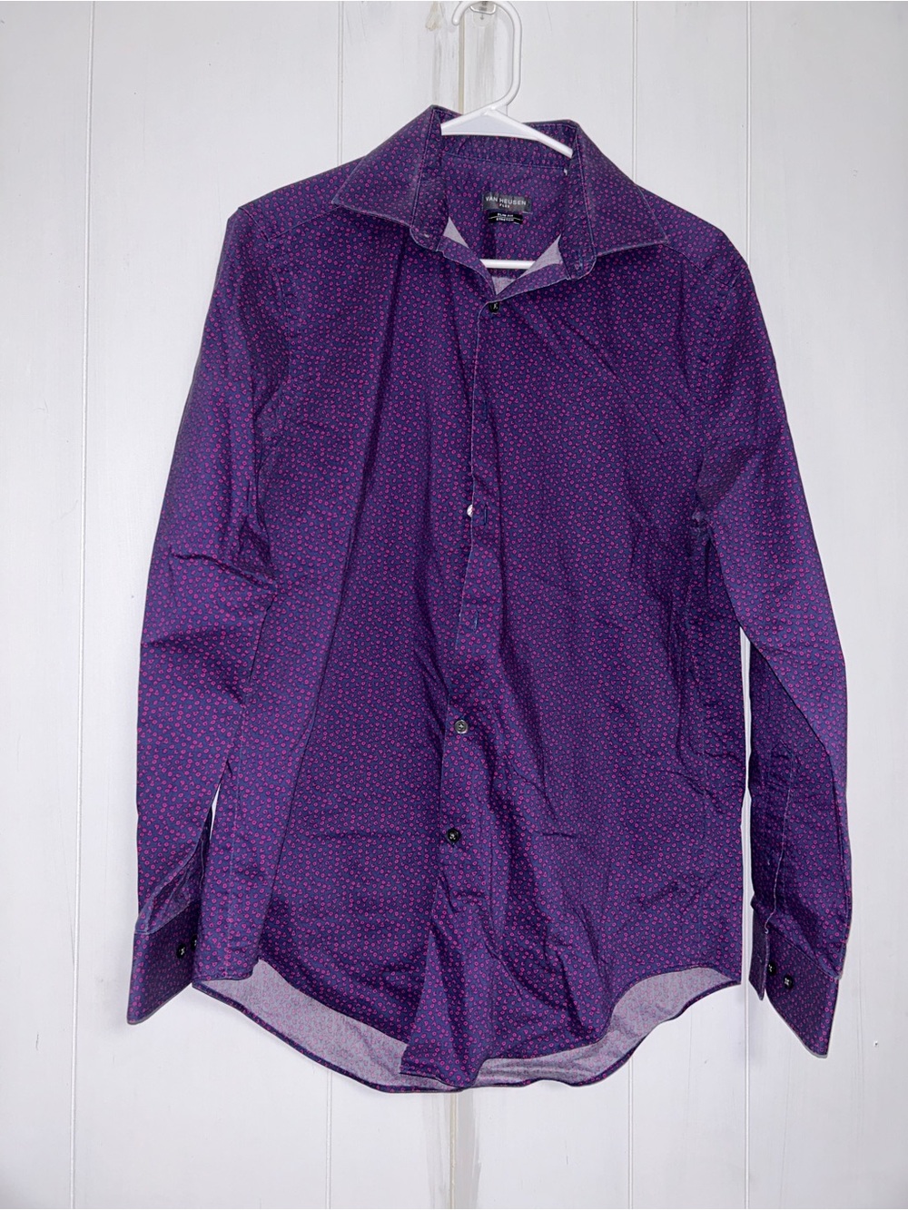 Men's Purple Patterned Long-Sleeve Shirt
